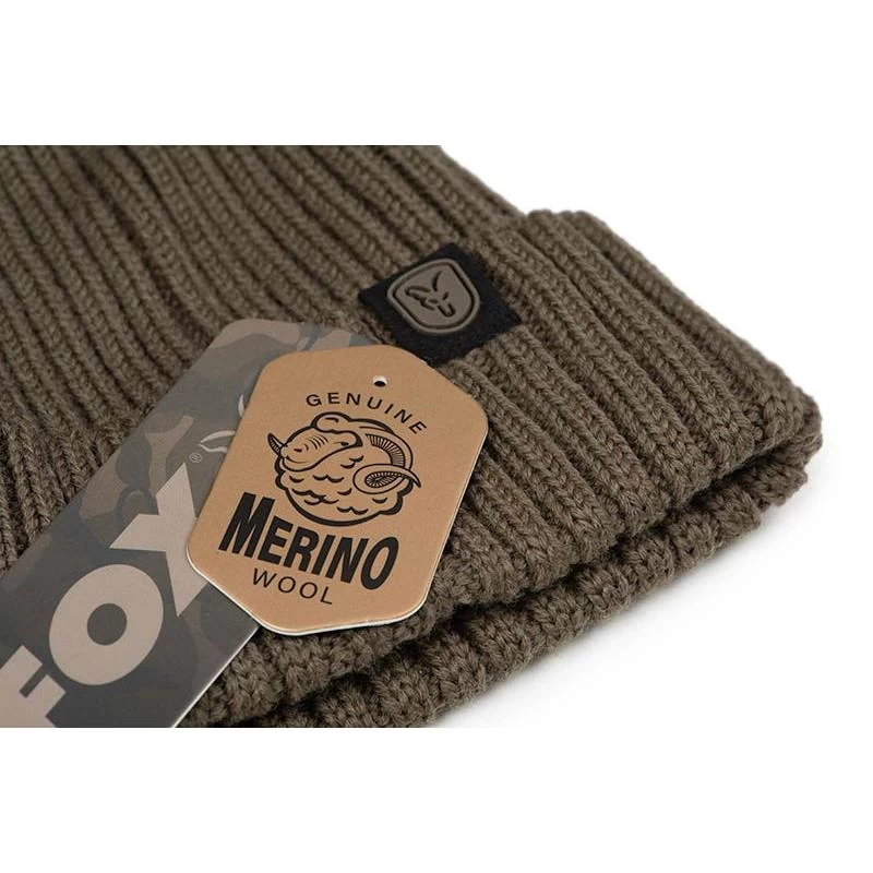 BONNET HOMME FOX MERINO BOBBLE HAT - OLIVE 4 BONNET HOMME FOX MERINO BOBBLE HAT - OLIVE – Image 2