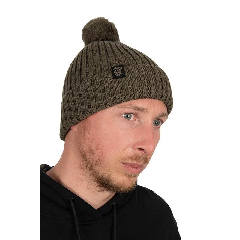 BONNET HOMME FOX MERINO BOBBLE HAT - OLIVE 3 BONNET HOMME FOX MERINO BOBBLE HAT - OLIVE