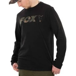 TEE SHIRT MANCHES LONGUES HOMME FOX LONG SLEEVE BLACK/CAMO T-SHIRT - NOIR